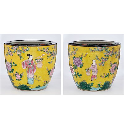 Lot 458 - Pair of Chinese Style Famille Rose Glazed...