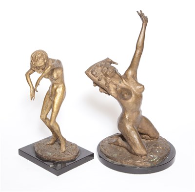 Lot 272 - Two Gilt-Metal Figures of Female Nudes Each...