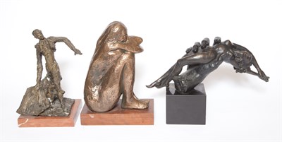 Lot 274 - Three Patinated-Bronze or Metal Figures One...