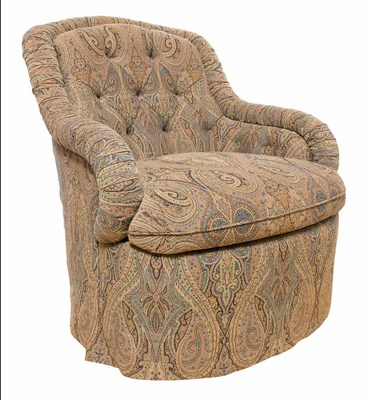 Lot 301 - Button Tufted Upholstered Swivel Armchair