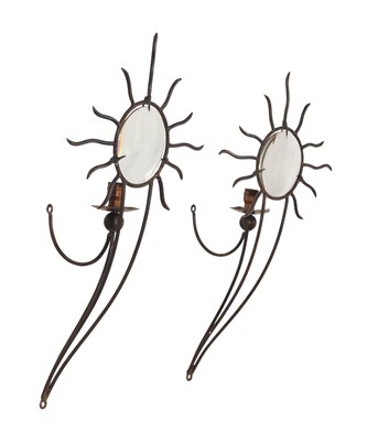 Lot 255 - Pair of André Dubreuil Wrought Iron, Copper...