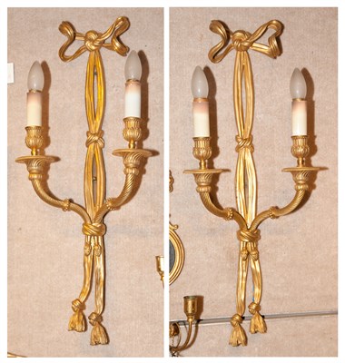 Lot 407 - Pair of Louis XVI Style Gilt-Metal Two-Light...