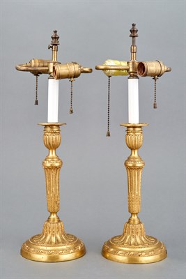 Lot 172 - Pair of Louis XVI Style Gilt-Metal Candlestick...