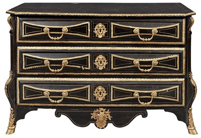 Lot 319 - Louis XIV Brass-Mounted Ebonized Commode The...