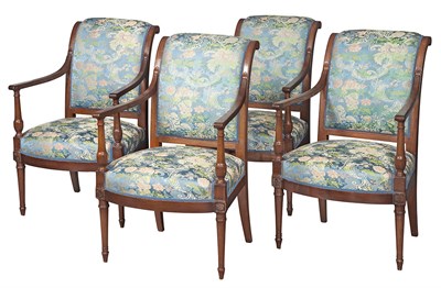 Lot 346 - Set of Four Consulat Mahogany Fauteuils à la...