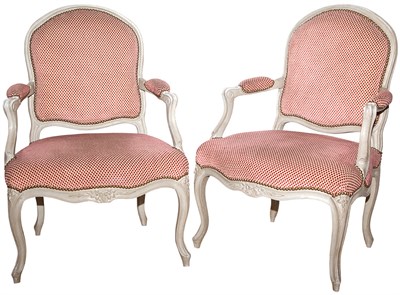Lot 424 - Pair of Louis XV Painted and Upholstered...