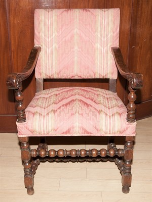 Lot 126 - Baroque Style Upholstered Walnut Armchair