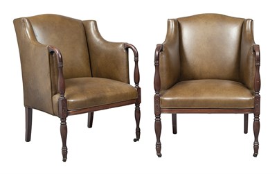 Lot 228 - Pair of Federal Style Upholstered Mahogany...