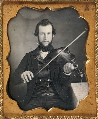 Lot 25 - [DAGUERREOTYPE-MUSICIANS] Two sixth-plate...