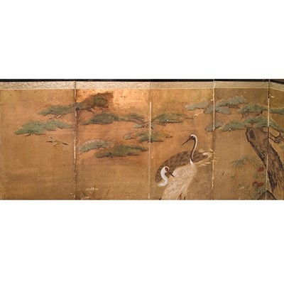 Lot 255 - Japanese Paper Six-Panel Screen Height 45...