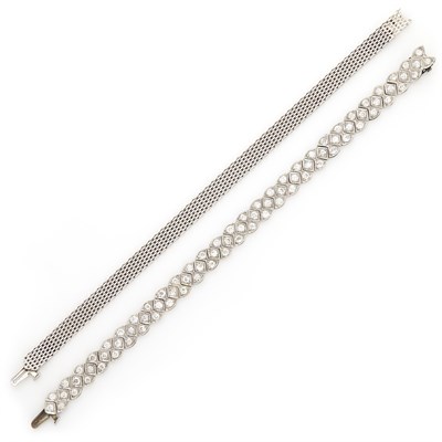 Lot 1599 - White Gold, Platinum and Diamond Necklace/Bracelet Combination