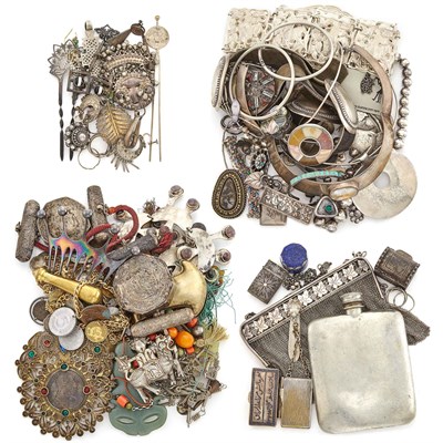 Lot 1677 - Group of Silver and Metal Jewelry, Accessories and Fragments