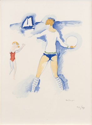 Lot 84 - Kees van Dongen FEMME SUR LA PLAGE, TROUVILLE...