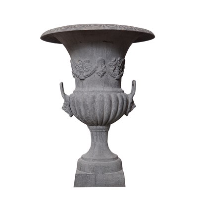 Lot 113 - Pair of Cast Iron Campana-Form Garden Urns...