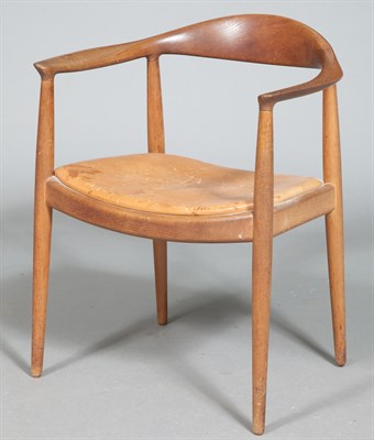 Lot 288 - Set of Five Hans Wegner Leather Upholstered...