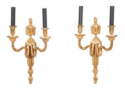 Lot 143 - Pair of Louis XVI Style Gilt-Metal Two-Light...