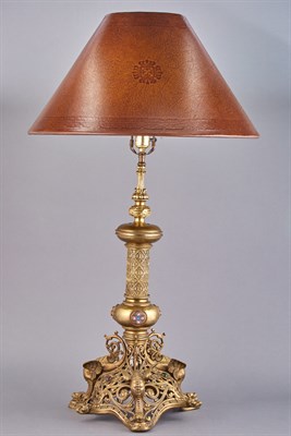 Lot 373 - Gothic Style Gilt-Metal Lamp Height 23 1/2...