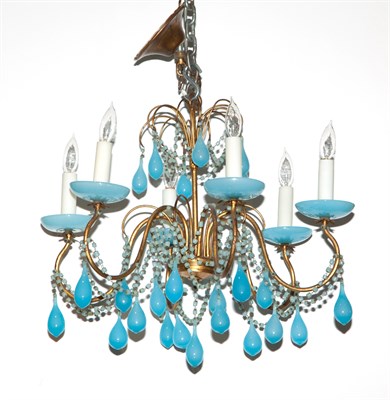 Lot 251 - Louis XV Style Blue Opaline and Beaded Glass...
