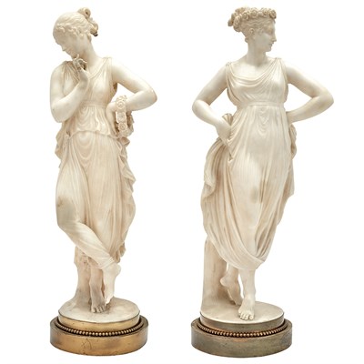 Lot 182 - Pair of Neoclassical Style Alabaster Figures...