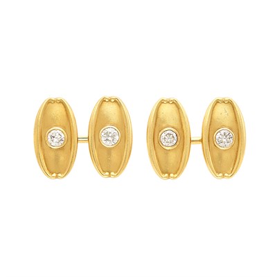 Lot 134 - Pair of Antique Gold and Diamond Cufflinks, Tiffany & Co.