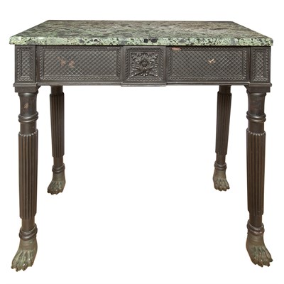 Lot 468 - Neoclassical Style Marble Top Ebonized Console...