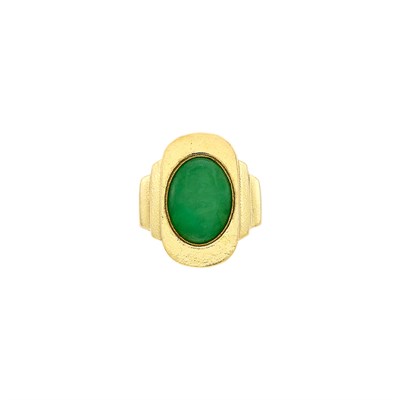 Lot 412 - Hammered Gold and Jade Ring, David Webb