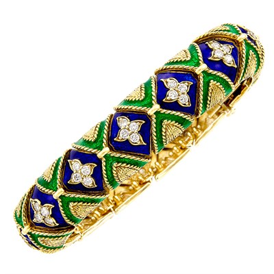 Lot 300 - Gold, Enamel and Diamond Bracelet, La Triomphe