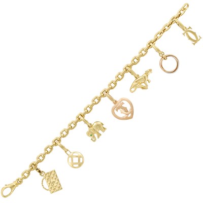 Lot 52 - Gold and Mother-of-Pearl Charm Bracelet, Cartier
