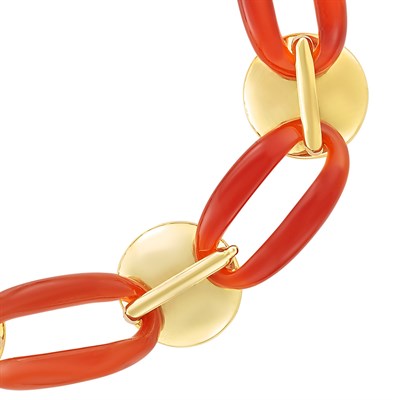 Lot 168 - Gold and Carnelian Link Necklace/Bracelet Combination, Aldo Cipullo