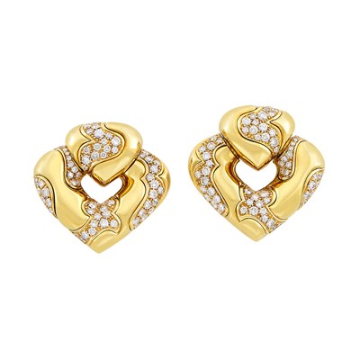 Lot 85 - Pair of Gold and Diamond Earclips, Marina B