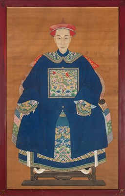 Lot 245 - Chinese School Qing Dynasty Ancestor portrait...