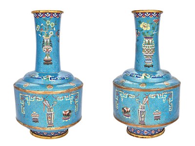 Lot 45 - Pair of Chinese Cloisonné Enamel Vases 19th...