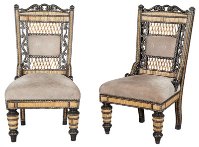 Lot 454 - Pair of Angle-Indian Bone-Inlaid Quill-Mounted...