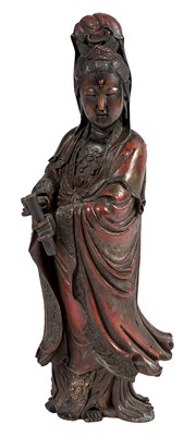 Lot 317 - Chinese Painted and Lacquered Hardwood Figure...