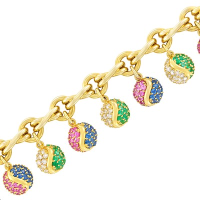 Lot 170 - Gold, Gem-Set and Diamond Charm Bracelet, Tiffany & Co., Paloma Picasso