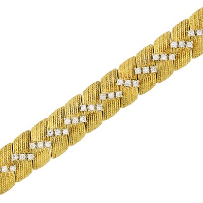 Lot 377 - Gold and Diamond Bracelet