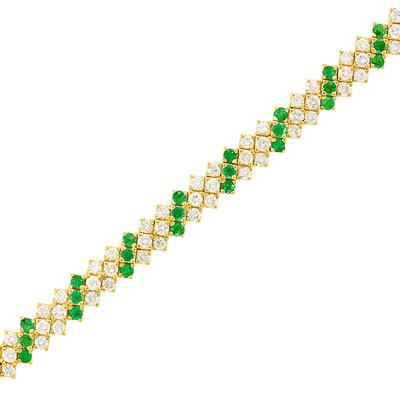 Lot 193 - Gold, Diamond and Emerald Bracelet