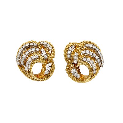 Lot 289 - Pair of Gold, Platinum and Diamond Earclips