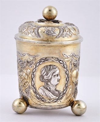 Lot 235 - Continental Parcel Gilt Silver Covered Beaker...
