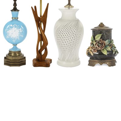 Lot 198 - Group of Four Lamps Comprising two ceramic...
