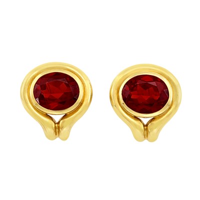 Lot 63 - Pair of Gold and Garnet Earclips, Cartier