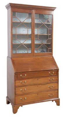 Lot 135 - George III Inlaid Mahogany Bureau Bookcase...