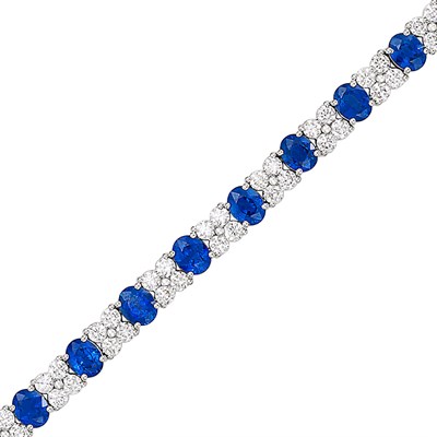 Lot 341 - White Gold, Sapphire and Diamond Bracelet