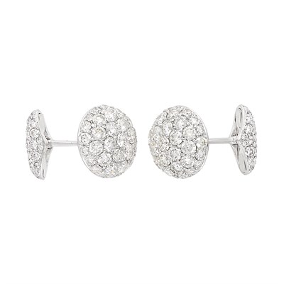 Lot 142 - Pair of White Gold and Diamond Cufflinks