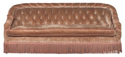 Lot 286 - Brown Velvet-Upholstered Sofa The tufted...