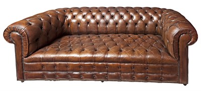 Lot 132 - Faux Leather Upholstered Chesterfield Sofa...