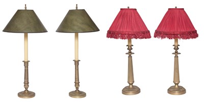Lot 142 - Two Pairs of Empire Style Gilt-Metal Columnar...