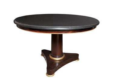 Lot 204 - Empire Style Marble Top Parcel-Gilt Mahogany...