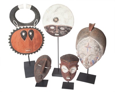 Lot 343 - Group of Five African Carved and Painted Wood...