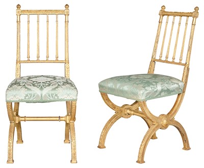 Lot 267 - Pair of George III Style Giltwood Side Chairs...